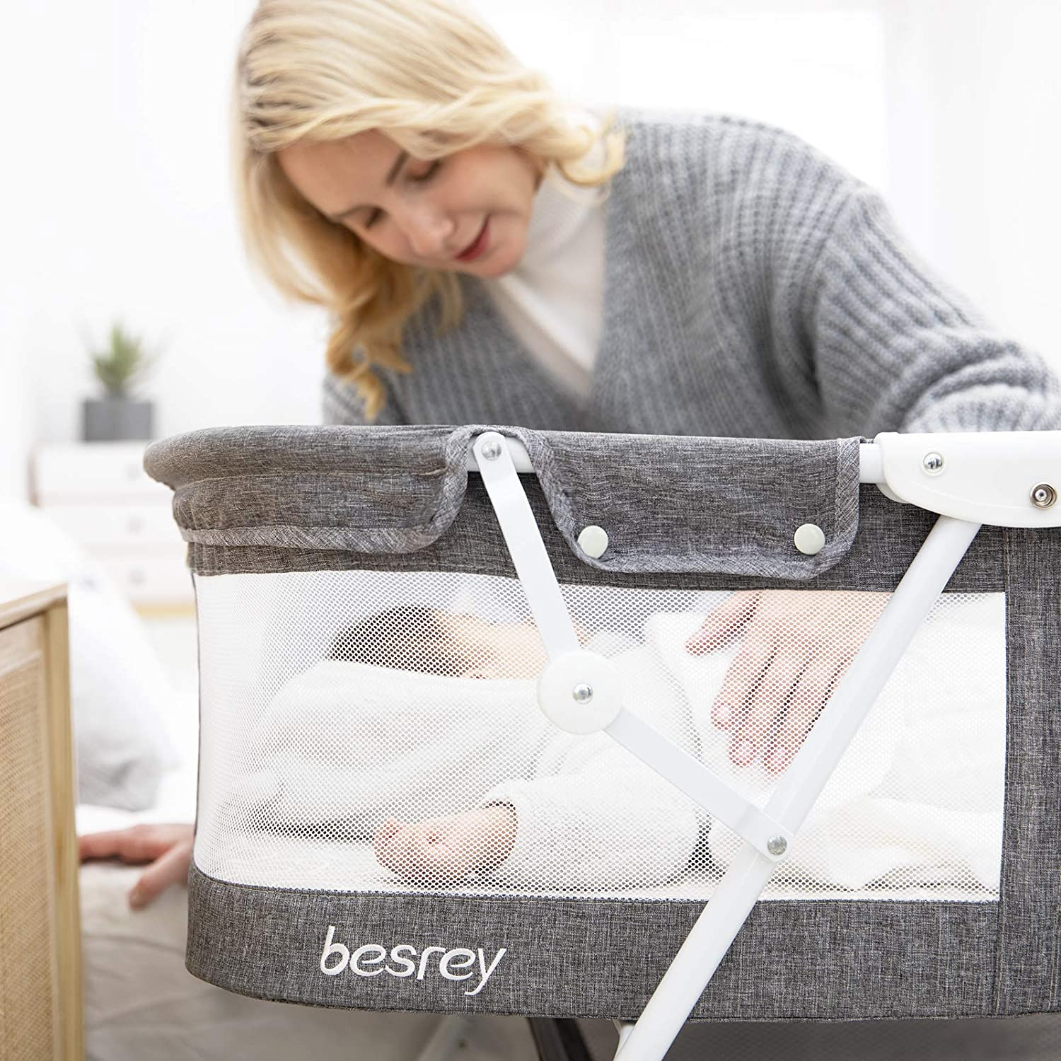 berceau bébé 3 en 1, Position réglable en hauteur +Avec matelas et moustiquaire